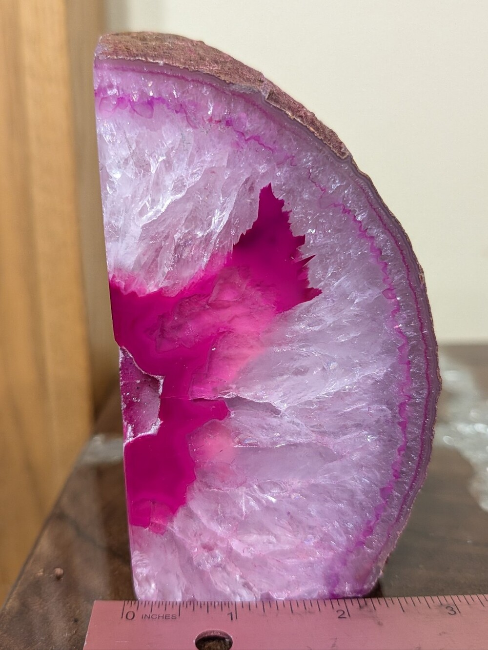 Agate Geodes Pair of Dyed Sections in Pink & Teal w/ Druzy - Picture 8 of 16